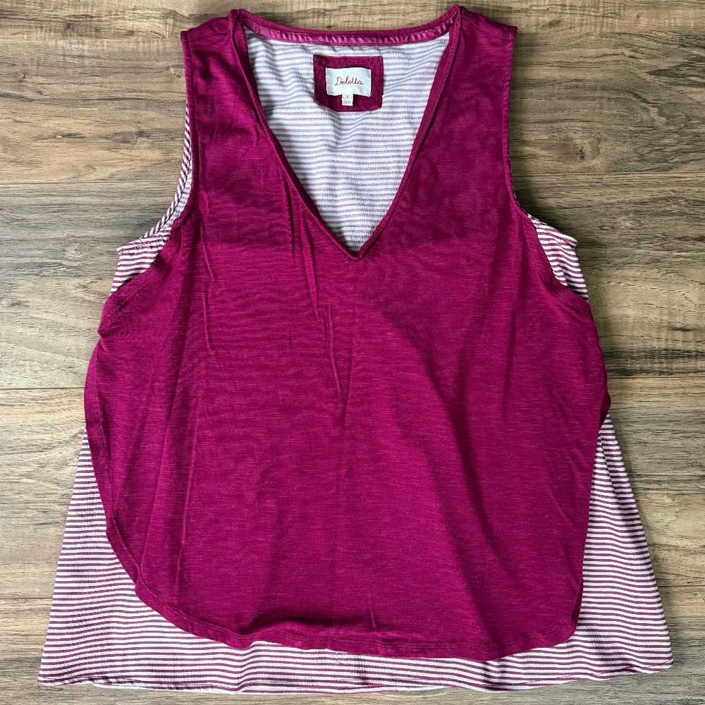 Anthro Deletta Magenta Striped Swing Tank Top